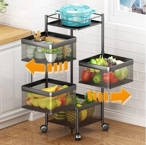 4 Layer Square Shape Kitchen Rack